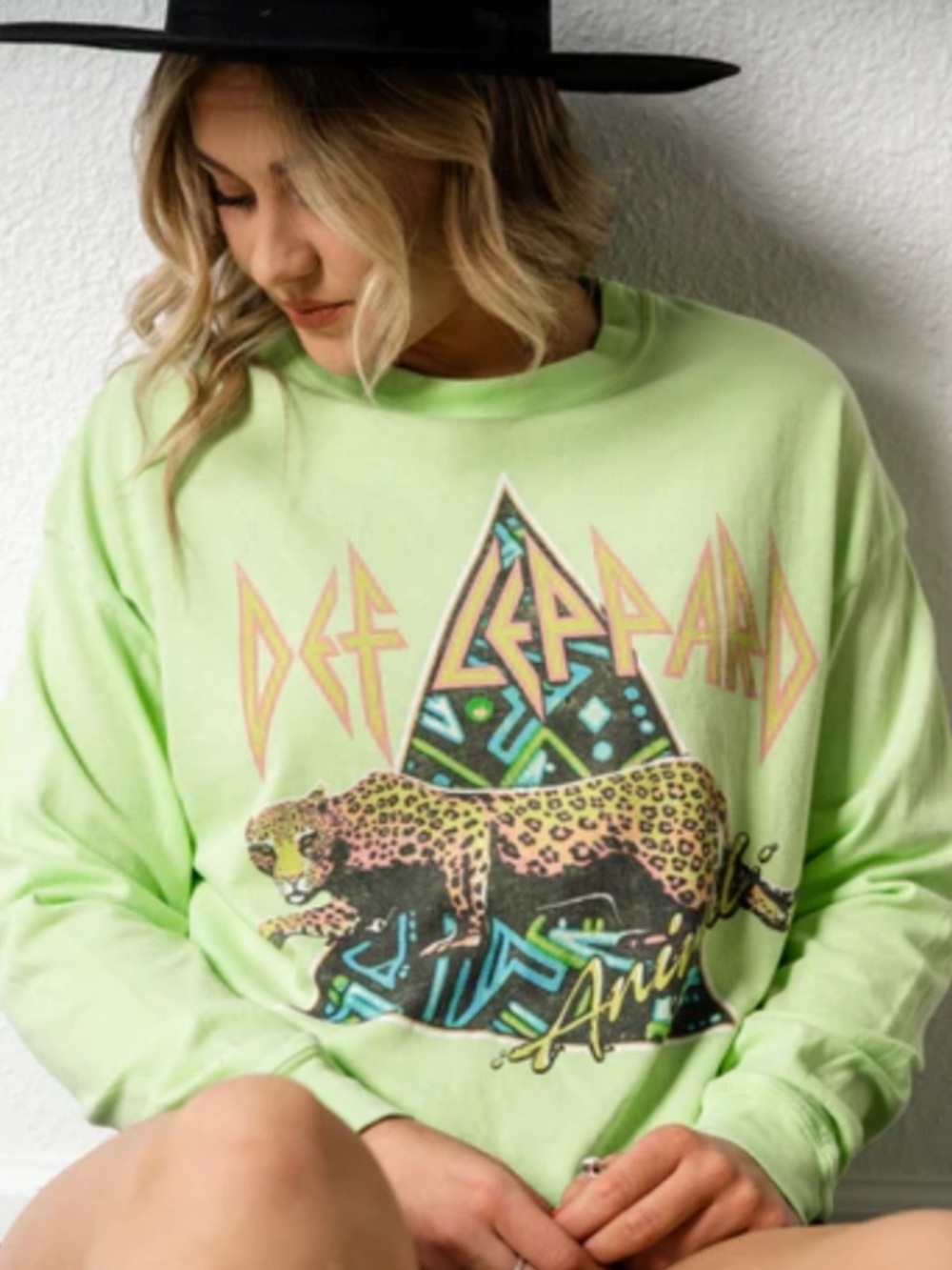 Like New! DAYDREAMER Def Leppard Animal Long Sleeve Cropped Graphic Tee - M